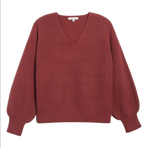 Madewell Farrah Pullover V-neck Sweater Brown/Rust XXS extra extra small - Picture 1 of 9